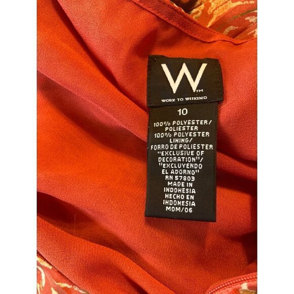 Women's W Work to Weekend Skirt Sz 10 Orange Pleated Lined Zipper Tribal VGC - Picture 3 of 4